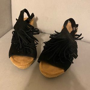 Suede leather wedges